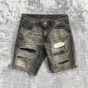 Levi's 511 Distressed Denim Shorts Men's Size 32 Gray Cutoff Jorts